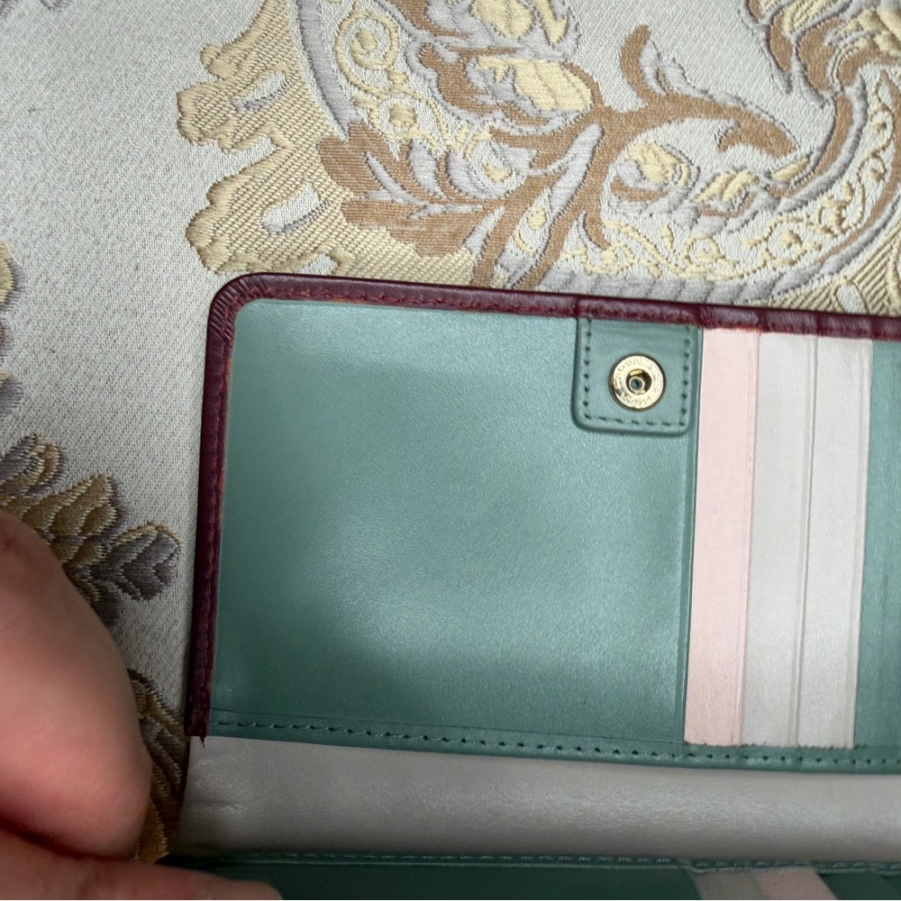 RADLEY LONDON Burgundy with pink green and white accents  Wallet with Dog Logo - Picture 7 of 14